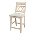 International Concepts Counter Height Double X-Back Stool, 24" Seat Height, Unfinished S-472